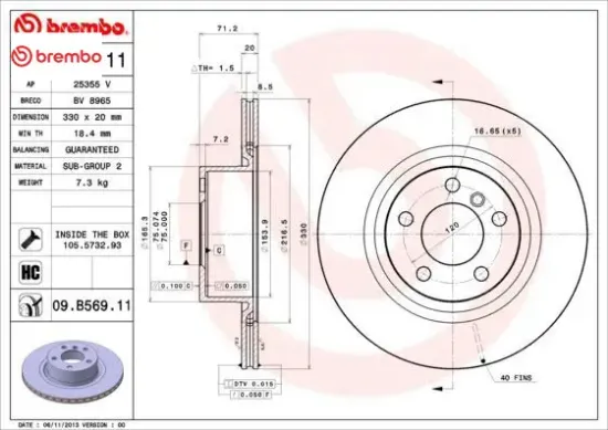 Fren dıskı arka f25 f26 brembo 34206790362/ 34206868936/ 34206886482 resmi