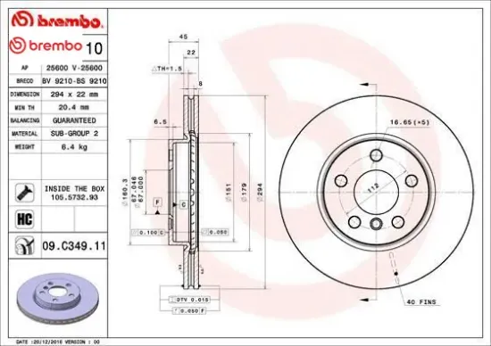 Fren dıskı on f45 f46 f48 f39 mını f55 f56 f57 f60 brembo 34116864439/ 34116866297 resmi