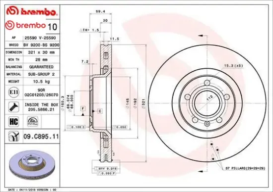 Fren diski ön audı a6-a8 2005-2011 brembo 4f0615301e resmi