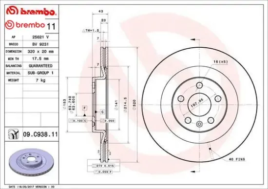 Arka fren diski s60 ııı 224 -s90 ıı 234 -v60 ıı -v90 ıı 235-236 -xc40 536 -xc60 ıı xc90 2014 delikli brembo 31400778/ 31471816 resmi