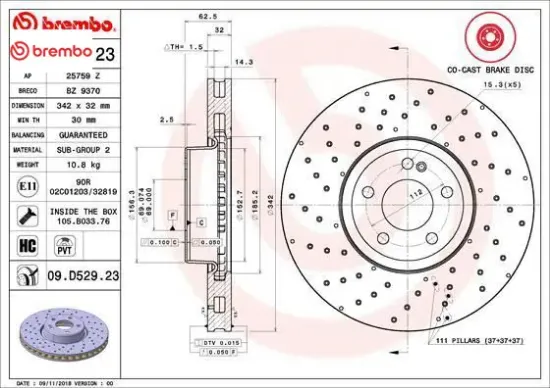 Fren dıskı on w205 s205 c205 a205 w213 s213 c238 brembo a0004212212 resmi