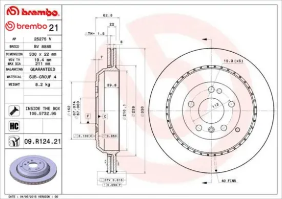 Fren dıskı arka 4-matic x164 w251 w164 brembo a1644231312 resmi