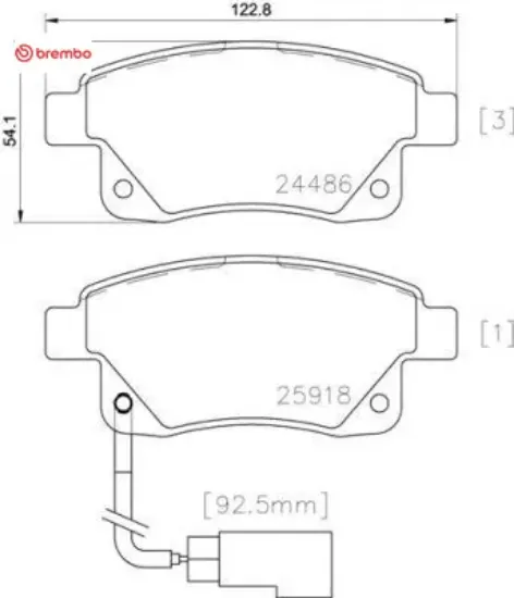 Arka fren balatası transıt v347-v348 06 11 fıslı brembo me6c1j2m008ab/ 6c112m008af/ 1371454 resmi