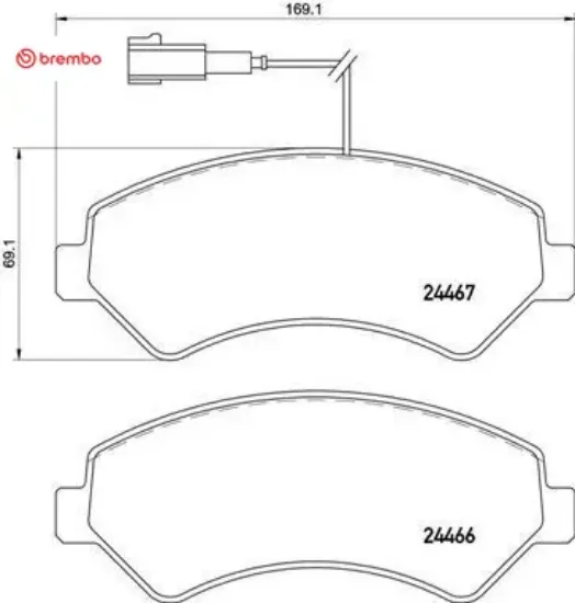 Ön balata boxer 06 jumper 06 ducato 06 169.1x69.1x19 brembo 1673603580/ 1607878980/ 77366022 resmi