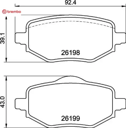 Arka fren balatası otomatik el freni corsa f-c4-208-2008-ds3 brembo 1643574280/ 1680301680 resmi
