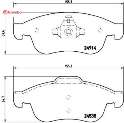 Ön fren balatası megane ııı 09 scenıc ııı 09 fluence 10 duster 10 lodgy 12 captur ı 13 1.5 dcı 1.6 1 brembo 410a12582r/ 410600379r/ 410605961r resmi