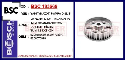 Yakıt mazot pompa dişlisi megane ıı-ııı-fluence-clıo ıı-ııı-logan-sandero-duster -micra tüm 1.5 d bsc 8200183669/ 168017328r/ 8200070575 resmi