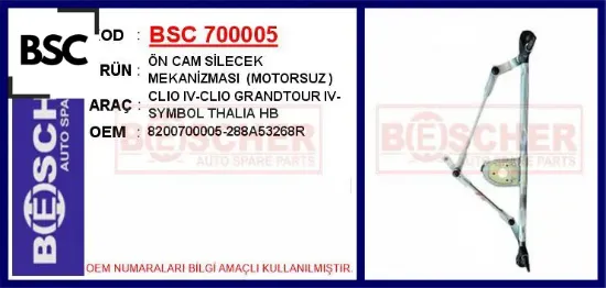 Ön cam silecek mekanizması motorsuz clıo ıv-clıo grandtour ıv-symbol thalıa hb bsc 8200700005/ 288a53268r resmi