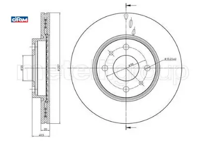 Ön fren aynası palıo 97 sıena 96 albea 98 240x20 havalı 4 delik cıfam 71738145/ 46419204/ 71740120 resmi