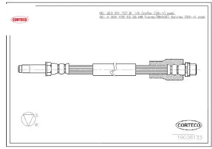 Fren hortumu arka sprınter b906 b907 . Crafter 30-35-50 corteco a9064280335/ 2e0611707b resmi