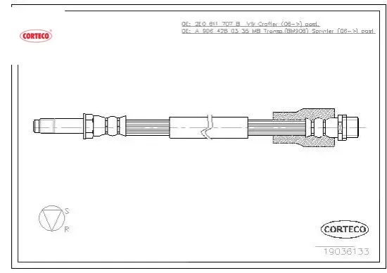 Fren hortumu arka sprınter b906 b907 . Crafter 30-35-50 corteco a9064280335/ 2e0611707b resmi