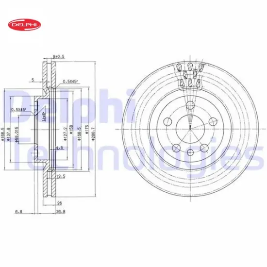 Ön fren diski jumpy ı 99 06 expert 96 06 p806 94 02 scudo 96 06 281x43.5x26 delphı 4249.H5/ 1317651080/ 4246.J2/ 4246.J3 resmi