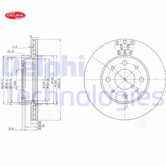 Ön fren aynası fıat palıo 97 sıena 96 albea 98 240x20 havalı 4 delik delphı 71738145/ 46419204/ 71740120 resmi