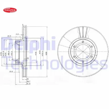 Ön fren aynası master ıı 98 06 movano a 98 06 280x24 havalı 6 delik delphı 7700302128/ 4500098 resmi