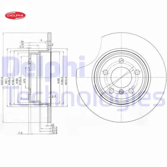 Fren dıskı arka x5 e53 00 06 delphı 34216859678/ 34216794299 resmi