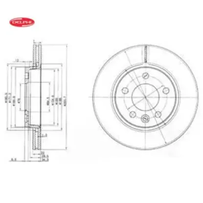 Arka fren aynası havalı transporter t5 1.9 tdi 2.0 2.5 tdi 04/03 multıvan 4.03 294x21.9x5dlxhaval delphı 7h0615601b resmi
