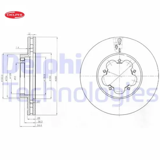 On fren dısk aynası transıt v347 06 14 o.ceker olcu 280 28 delphı 6c111125ba/ 6c111125bb/ 1371394 resmi