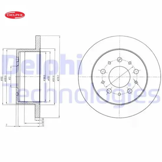 Arka fren dıskı boxer ııı 06 ducato ııı 06 jumper ııı 06 280x16x5dl delphı 1673602180/ 51749274/ 4249.31/ 4249.K7 resmi