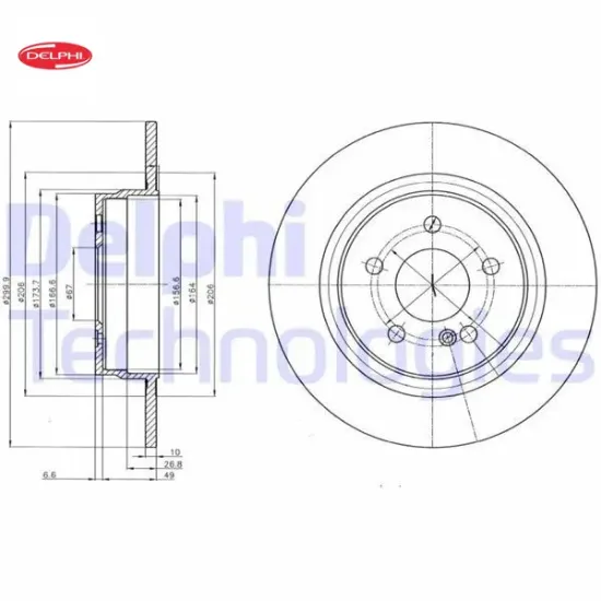 Fren dıskı arka w204 s204 c204 c207 a207 delphı a2044231512 resmi