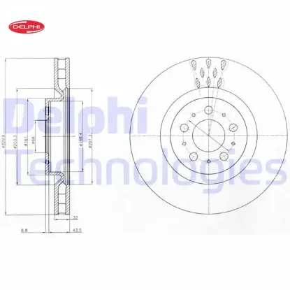 Ön fren aynası s60 2.5t awd 384 2003-2010 v70 ıı 284 2003-2007 330x5dl delphı 30645222/ 8672112 resmi