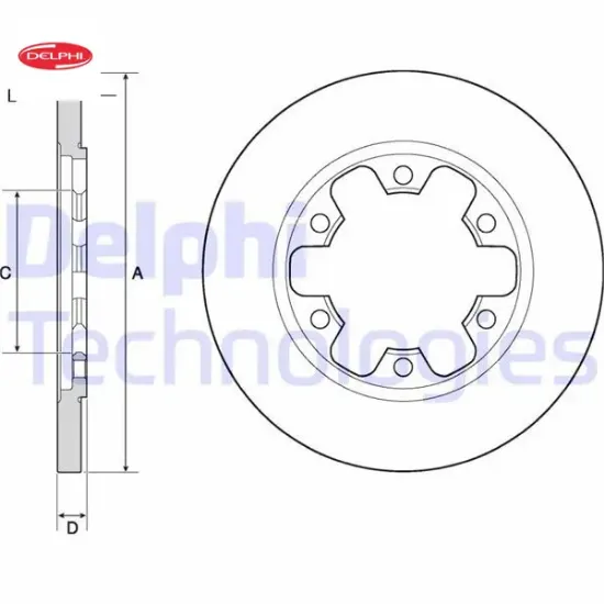 Arka fren aynası transit v363 14 > çift teker 308x18x122.5x22x6dl delphı kk312a315bb/ bk312a315bd/ 1815600 resmi