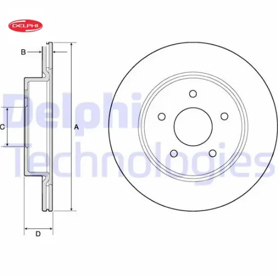 Arka fren dıskı koleos ıı 16  x-traıl ııı 14 havalandırmalı 5 delik delphı 432064ce0a/ 432064423r resmi