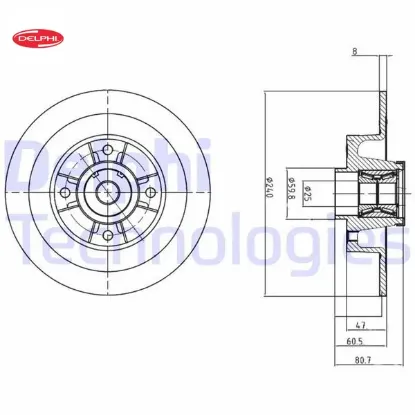 Arka fren aynası megane ıı 02 modus 04 clıo ııı 05 240x82.5x4delik rulmanlı abs sensörlü delphı 7701207823/ 432005338r/ 8660001811 resmi
