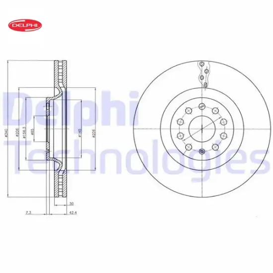 Fren diski tekli paket - boyalı. Delikli ön audı // // vw; s3 // kodıaq. Octavıa // arteon. Golf. Pa delphı 1k0615301ad/ 3c0615301c/ 5q0615301g resmi