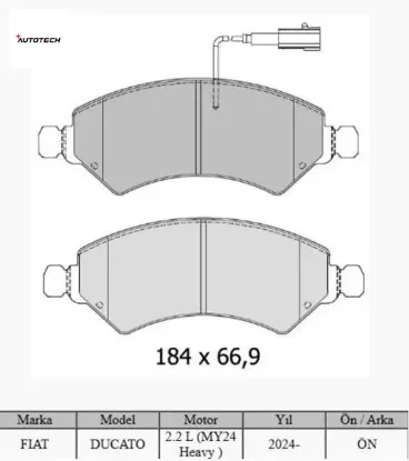 421-200 ön fren balatası ducato-boxer-movano-jumper 24 2.2d mtj 2.3d mtj autotech 77361194/ 1695251780 resmi