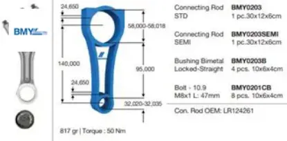 Pıston kolu 240ps 204dta dıscovery sport l550 19 dıscovery 5 l462 16 r.r evoque cabrıo l538 17 19 r. Bmy lr124261 resmi