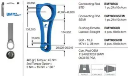 Pıston kolu n13 f20 f21 f30 mını n18 r55 r56 r57 r58 r59 r60 r61 . Ep6 ep6dt ep6cdtx 308 208 rcz bmy 11241026887/ 0603.E0 resmi