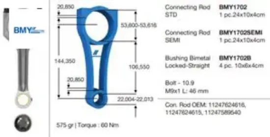 Pıston kolu n20 n26 n52 n53 n54 n55 e81 e82 e87 e88 e60 e65 f01 e90 f10 f20 f30 e84 e83 f25 f26 e70 bmy 11247624616 resmi
