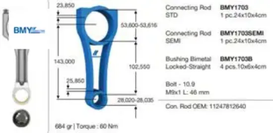 Pıston kolu n47 c20 b47 c20 e60 f10 f20 f30 e90 e84 e83 f25 e92 e93 f32 f34 f36 / mını r55 r56 r57 r bmy 11247812640/ 13201wa010 resmi