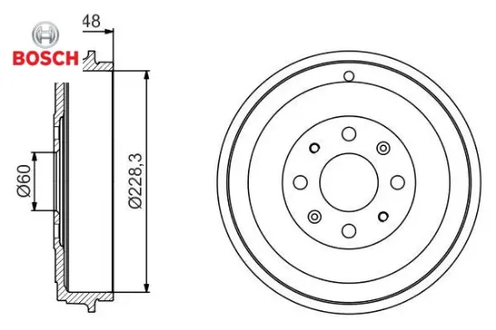 Arka kampana corsa d 07 corsa e 14 adam 13 punto-grande punto 05 274x228x61x48x4dl 14 inç 51901444-5 bosch 55704058/ 568000/ 55701380/ 568270 resmi