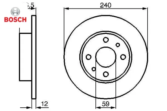 Ön fren aynası uno 70 240.5x12x4dl bosch 71738423/ 5961814 resmi