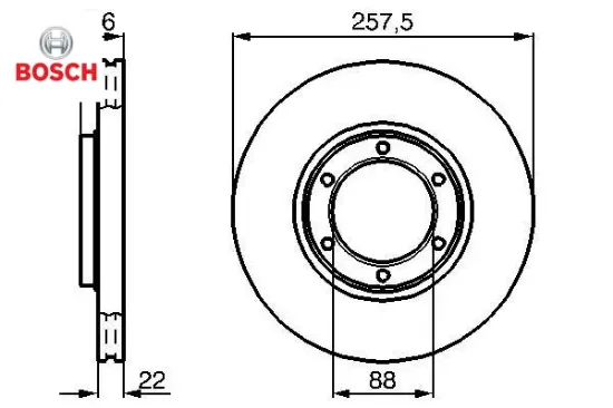 Ön fren aynası frontera a 2.4ı-2.3td 92-98 campo 91 trooper 84-91 amıgo-gemını 257.4x22x6dlxhavalı bosch 569801/ 8941723761 resmi