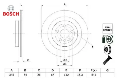 Fren dıskı arka 4-matic w166 x166 bosch a1664230312 resmi