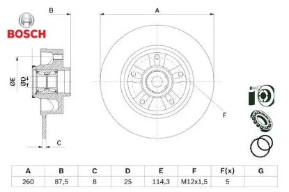 Fren diski arka renault megane ıv hb 16 rulmanlı abs sensörlü bosch 432000166r/ 432009292r/ 432024629r resmi