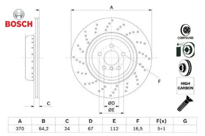Fren dıskı havalı delıklı arka sol g30 g32 g11 bosch 34216878179 resmi