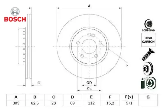 Fren dıskı on mercedes w205 s205 c205 a205 w213 s213 c238 bosch a0004212512 resmi