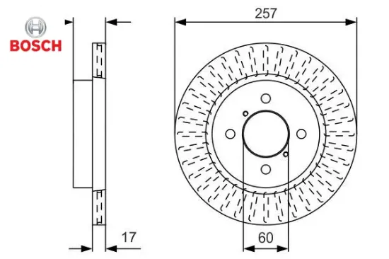 Ön fren diski hava kanallı chery kımo 1.3l sqr473f 08-14 - 257 çap x 4 bijon adet disk fiyatıdır bosch s213501075 resmi