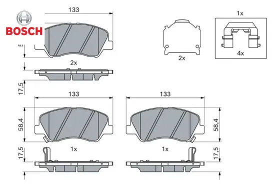 Ön fren balata accent blue 1.4l 1.6l benzinli 10- 1.6l crdi dizel 10- / elantra 1.6l d4fb g4fg 6 vit bosch 581011ra00/ 581011ra05/ 581011wa35 resmi