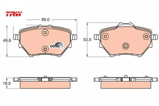 Arka fren balatası astra l 21 combo e 18 grandland 17 mokka e 20 c4 18 c4 e 22 berlıngo 18 partner 1  95525378/ 1678167980/ 1609000680 Trw GDB2036 resmi