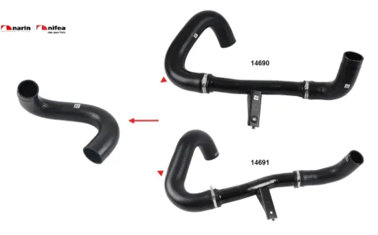 Turbo hortumu metal boru hariç ok ile gösterilen büyük hortum ducato 2.3 multijet 06>  1366816080/ 1358908080/ 1350784080 Nıfea 14813 resmi