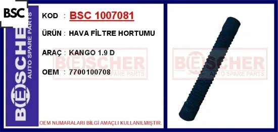 Hava filtre hortumu kango 1.9 d bsc 7700100708 resmi