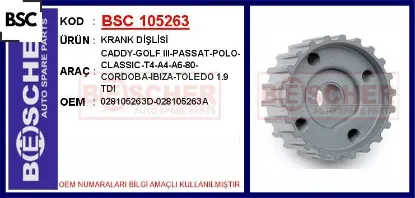 Krank dişlisi caddy-golf ııı-passat-polo-classıc-t4-a4-a6-80-cordoba-ıbıza-toledo 1.9 tdı bsc 028105263d/ 028105263a resmi