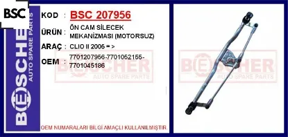 Ön cam silecek mekanizması motorsuz clıo ıı 2005 bsc 7701207956/ 7701052155/ 7701045186 resmi