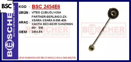 Vites çubuğu kısa partner-berlıngo-zx-xsara-xsara ıı-306-406-xantıa be3-be3r sanzıman 96 em. Bsc 2454.E6 resmi
