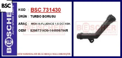 Turbo borusu mgn ııı-fluence 1.5 dci k9k bsc 8200731430/ 144609794r resmi