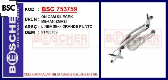 Ön cam silecek mekanizması motorsuz fıat lınea 09 grande punto 05 punto evo 09 bsc 51753759 resmi